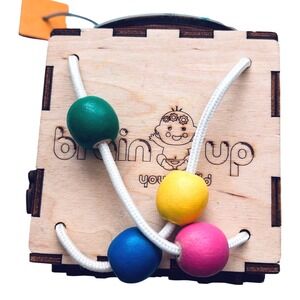 BrainUpToys Wooden Montessori Busy Cube Sensory Activity Toy Toddler Learning